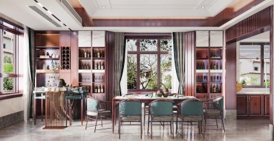 中式家居餐厅3D模型下载